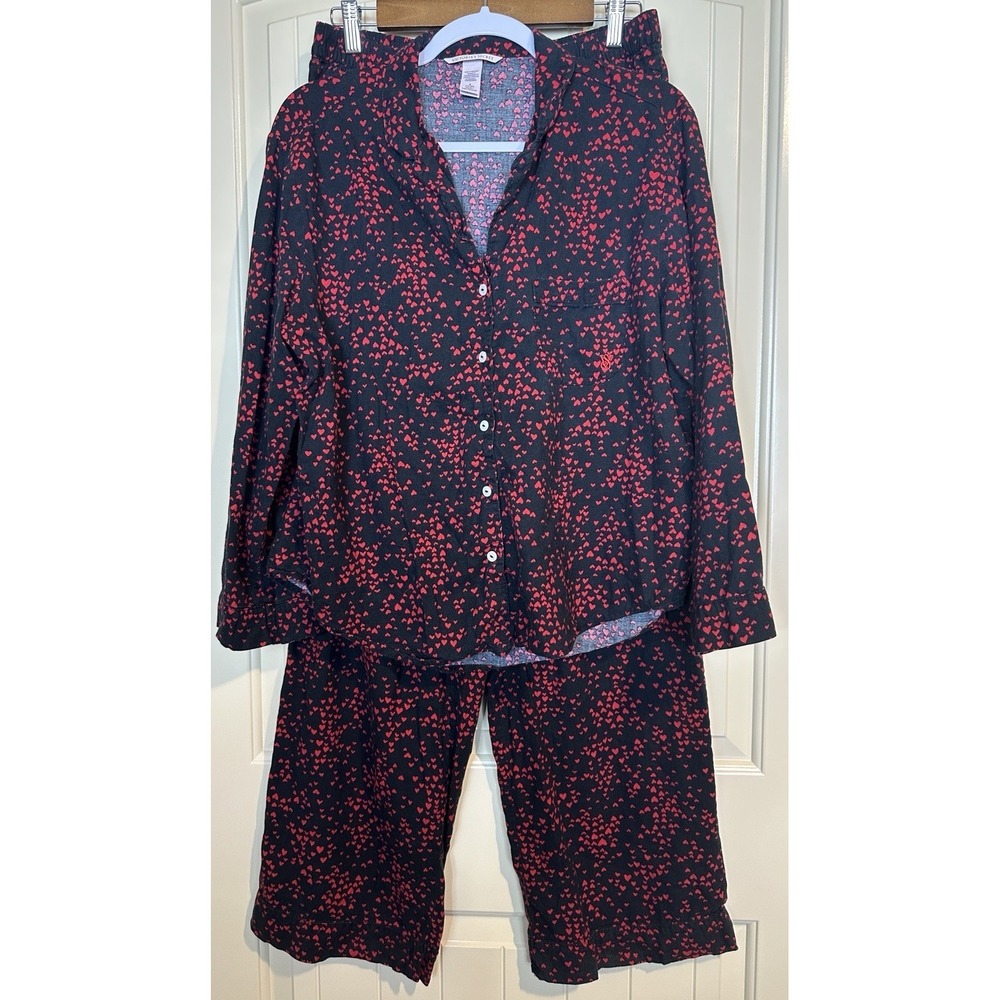 Victoria's Secret M heart Flannel Pajama Set 2-Piece comfort pants long sleeve